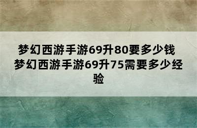 梦幻西游手游69升80要多少钱 梦幻西游手游69升75需要多少经验